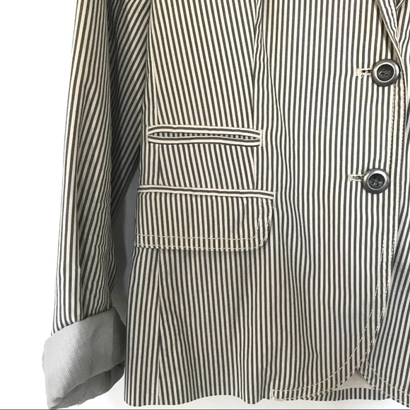J.Crew Striped Cotton Lightweight Summer Blazer in Gray Off White Mini Stripe, 4 - Picture 4 of 8